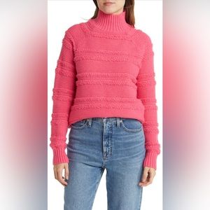 Ever After, Textured Stripe Mock Neck Sweater, Size L